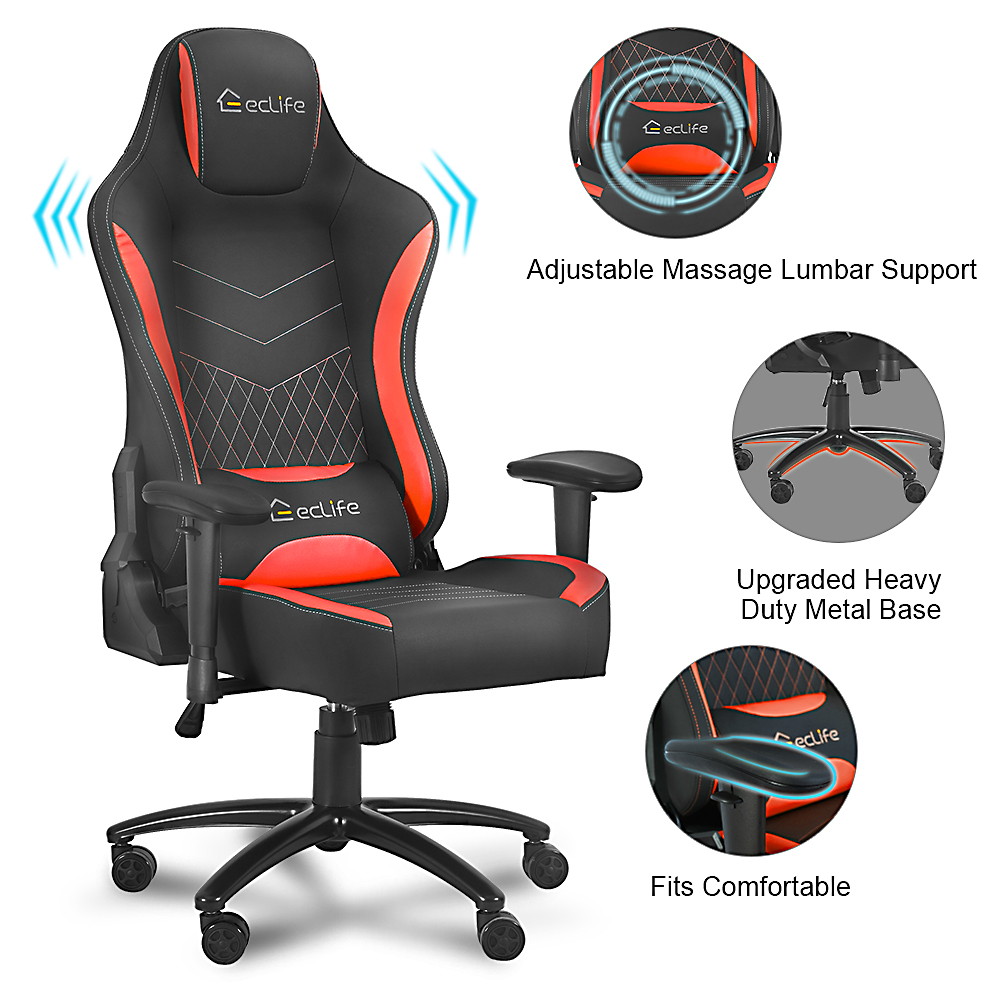 Ergonomic Racing Style Gaming Chair LUCKWIND Racing Chair
Massage Gaming Chair Office Chair Height Adjustment Recliner Swivel Rocker With USB Massage Lumbar Pad E-Sports Chair