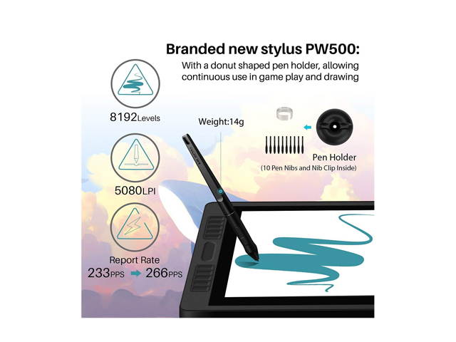 Huion Kamvas Pro 22(2019) Drawing Monitor Pen Display 21.5 Inch IPS Graphic Tablets with Screen, Full-Laminated Technology, 8192 Battery-Free Pen
