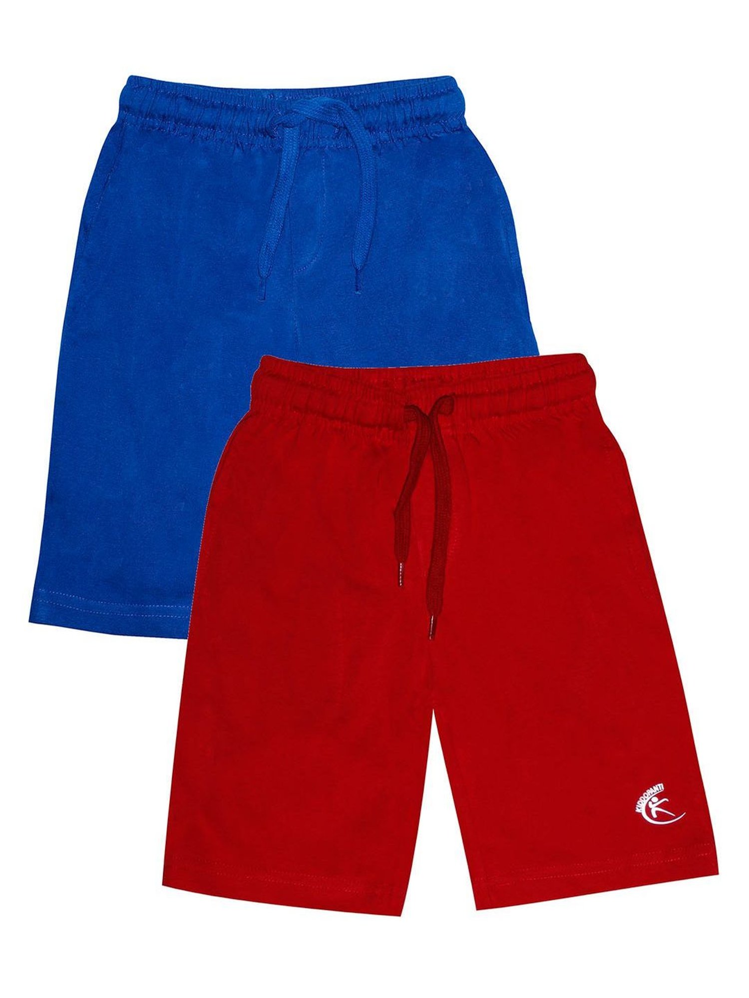 Kiddopanti Kids Royal Blue & Red Solid Shorts (Pack Of 2)