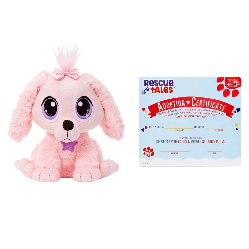 Rescue Tales Adoptable Pets - Pink Poodle Interactive Soft Cuddly Plush Pet Toy