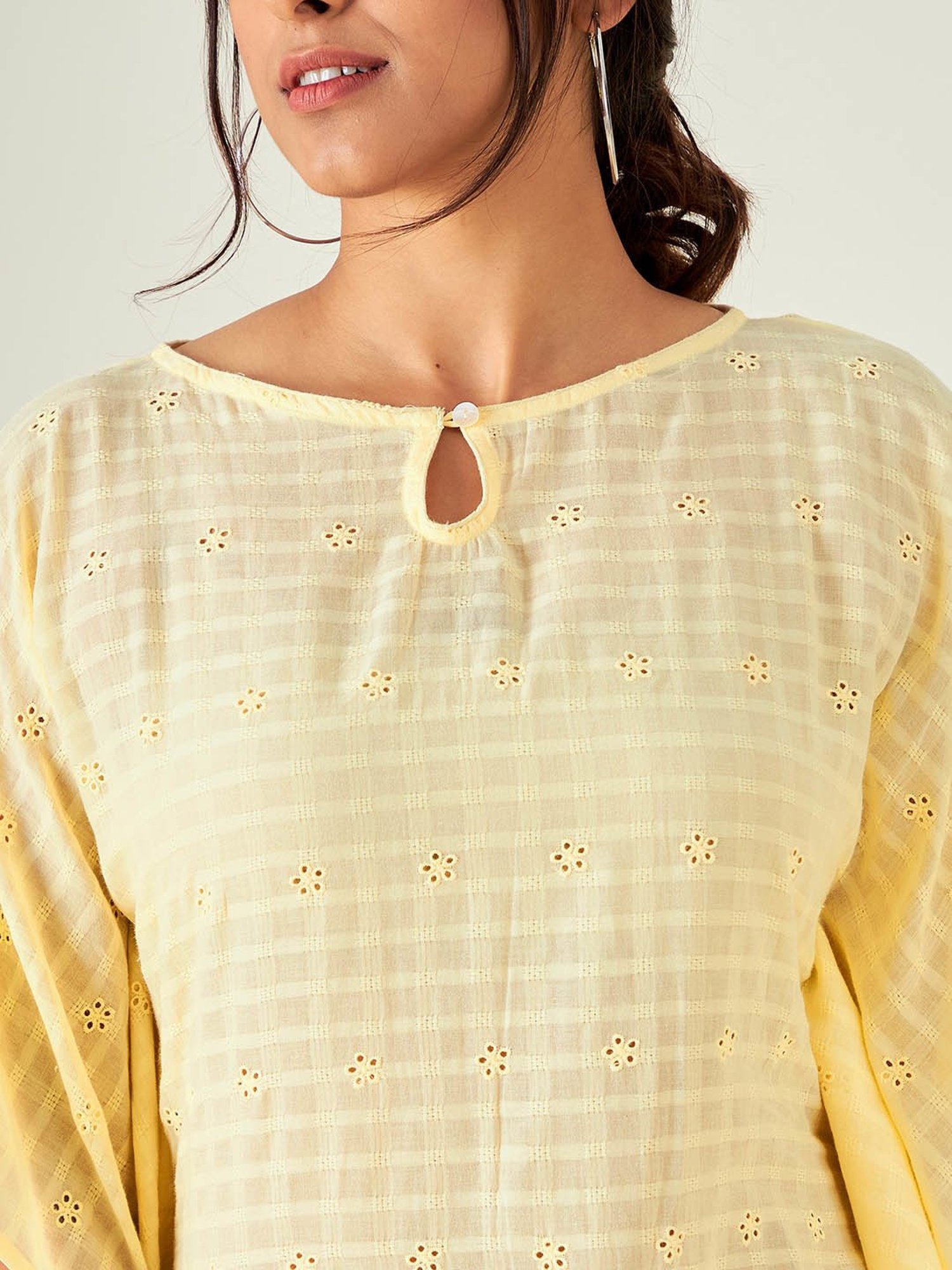 The Kaftan Company Yellow Embroidered Kaftan Dress