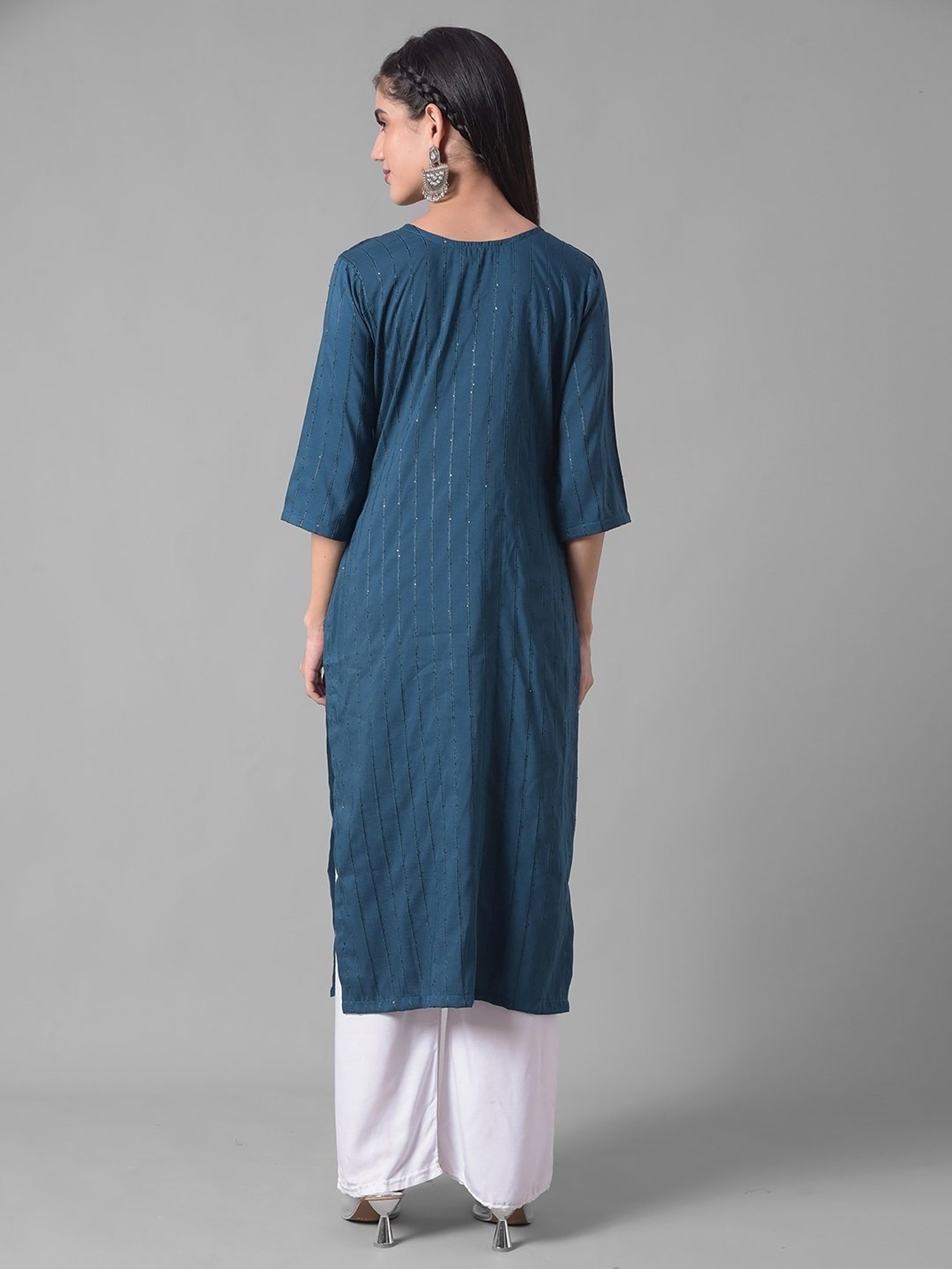 Dollar Missy Blue Embellished Straight Kurta