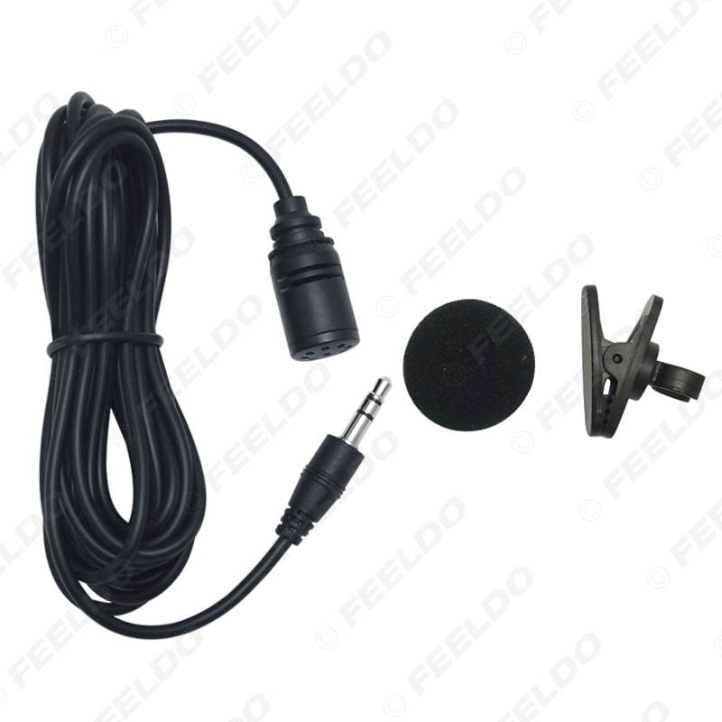 FEELDO 1PC 3.5mm TRS Microphone Kit Clip On For Car GPS Interior Handsfree Calls With Jack and 3M Cable (1pcs)