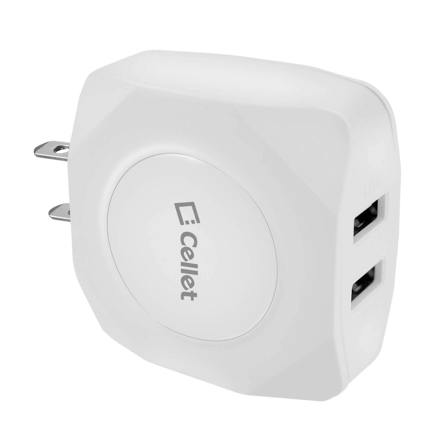 Cellet Dual USB Home Charger, 10 Watt / 2.1 Amp Wall USB Home Charger Compatible to Amazon Kindle, Amazon Fire Tablets, eReaders and Echo Dot, Paperwhite, Oasis (Cable Sold Separately) (White)