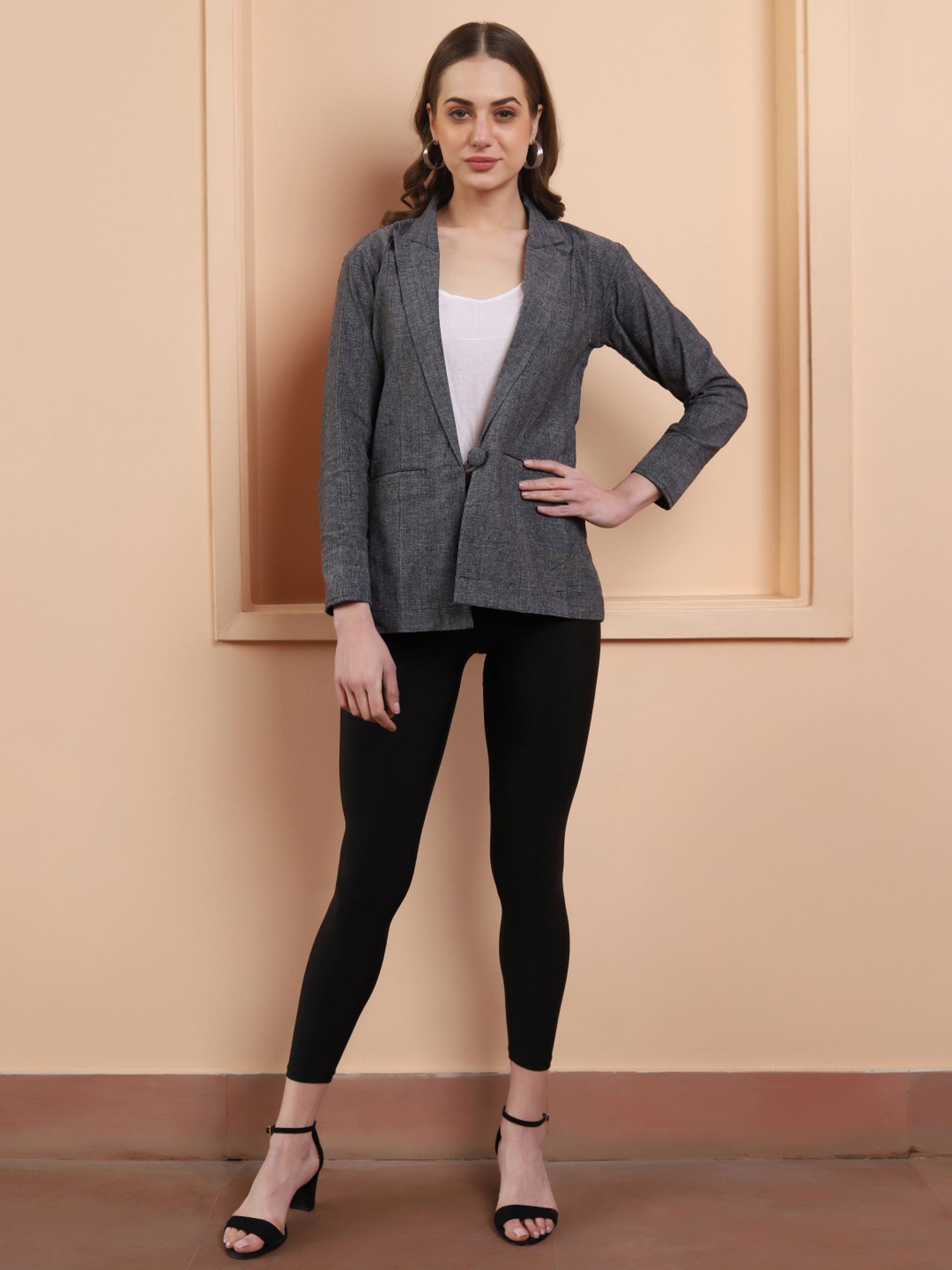 SHADES Grey Pure Cotton Handloom Blazer