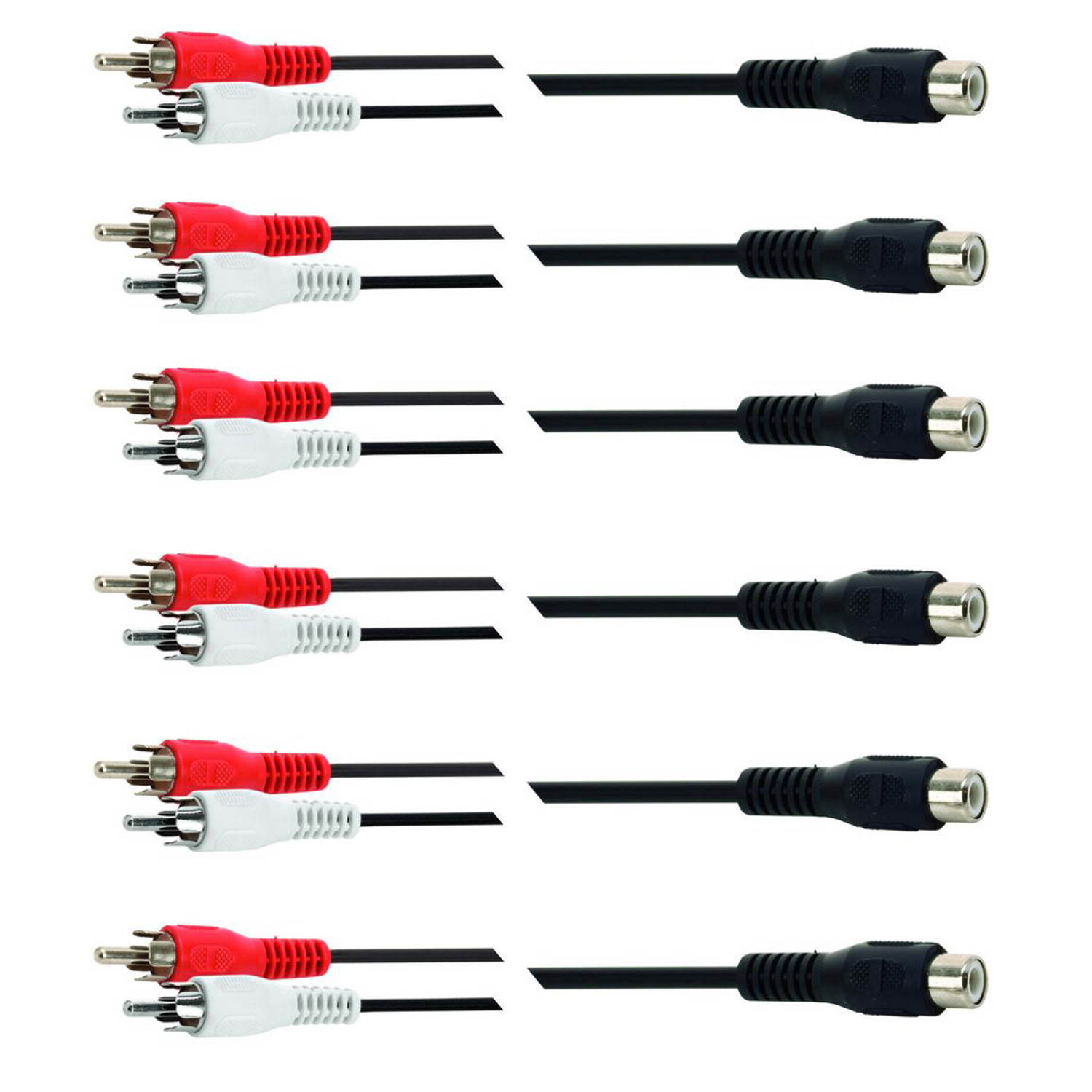 (Pack of 6 ) RCA Phono Y Splitter Leads Audio Splitting Split Cable 2 Male to 1 Female