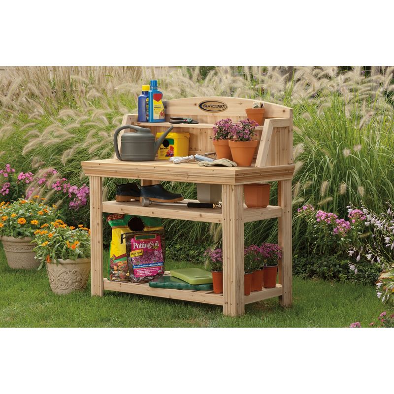 Galvanized Potting Bench Gray - Poly-Tex