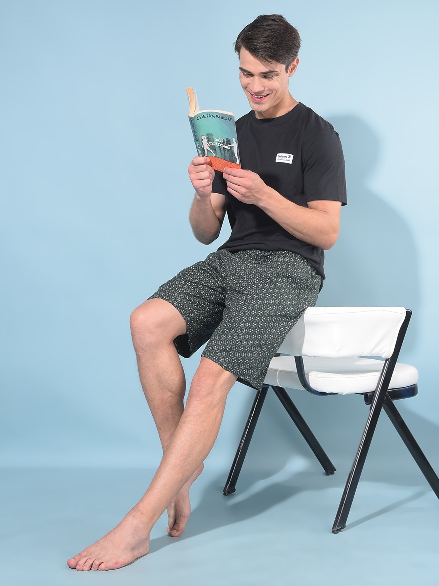 Crimsoune Club Olive Cotton Regular Fit Printed Lounge Shorts