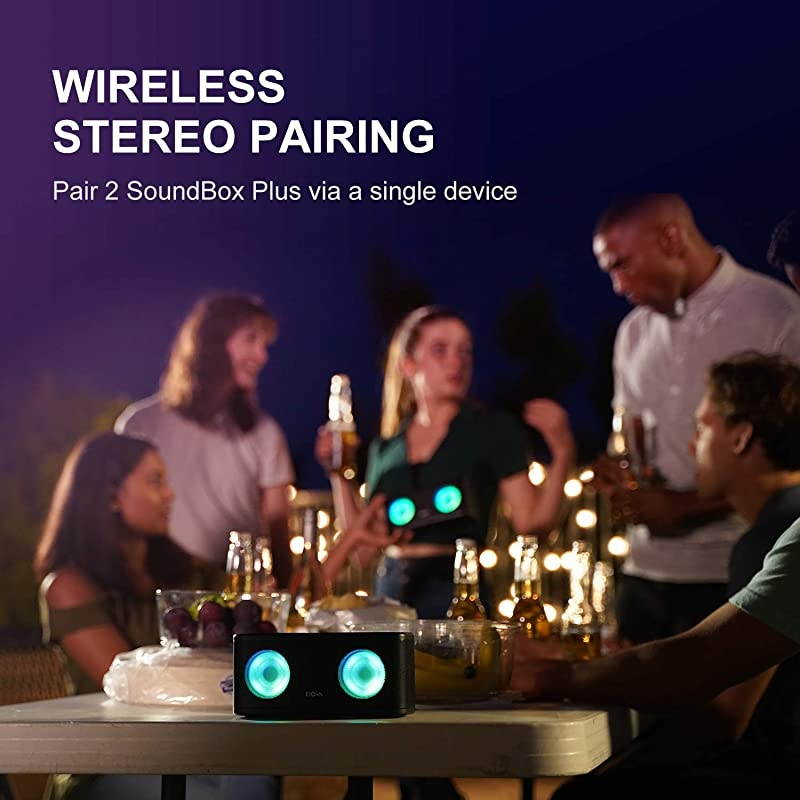 Bluetooth Speakers,  SoundBox Plus Portable Wireless Bluetooth Speaker with 16W HD Sound and Deep Bass, Wireless Stereo Pairing, 20H Playtime, Wireless Speaker for Home, Outdoor, Travel -Black