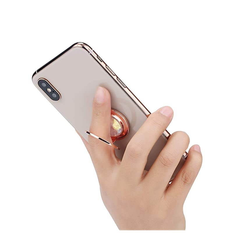 Glitter Bling Bling Phone Ring HolderSparkle Phone Ring Artificial Diamond StandRhinestone Cell Phone Finger Ring for PhonesPadRose Gold