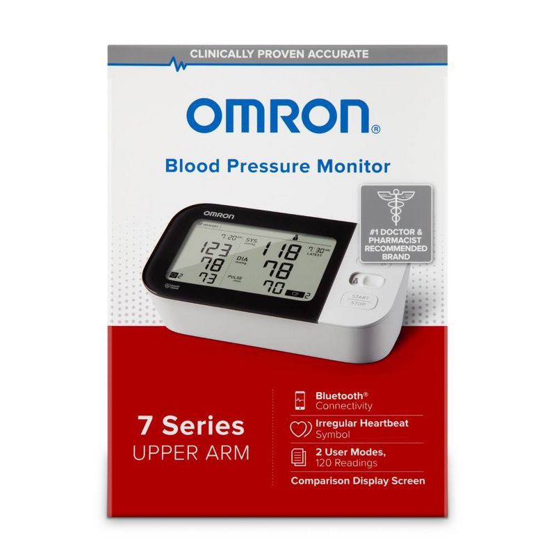Omron 7 Series Upper Arm Blood Pressure Monitor with Cuff - Fits Standard and Large Arms