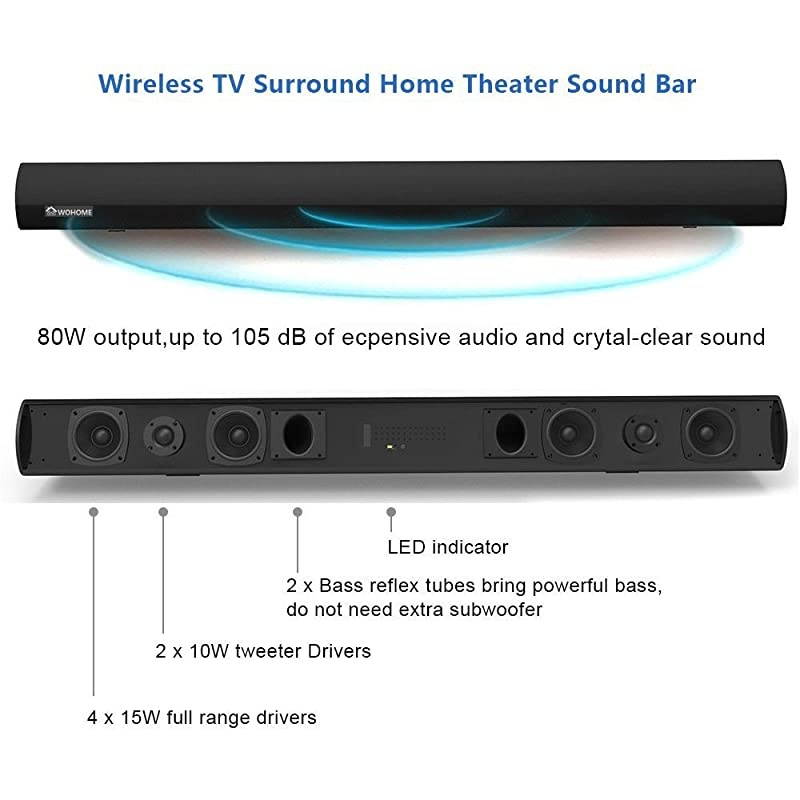 Soundbar TV Sound Bar with Bluetooth and 3D Surround Sound40Inch 105dB Remote Control Deep Bass Wallmountable 2020 Updated Model S9920