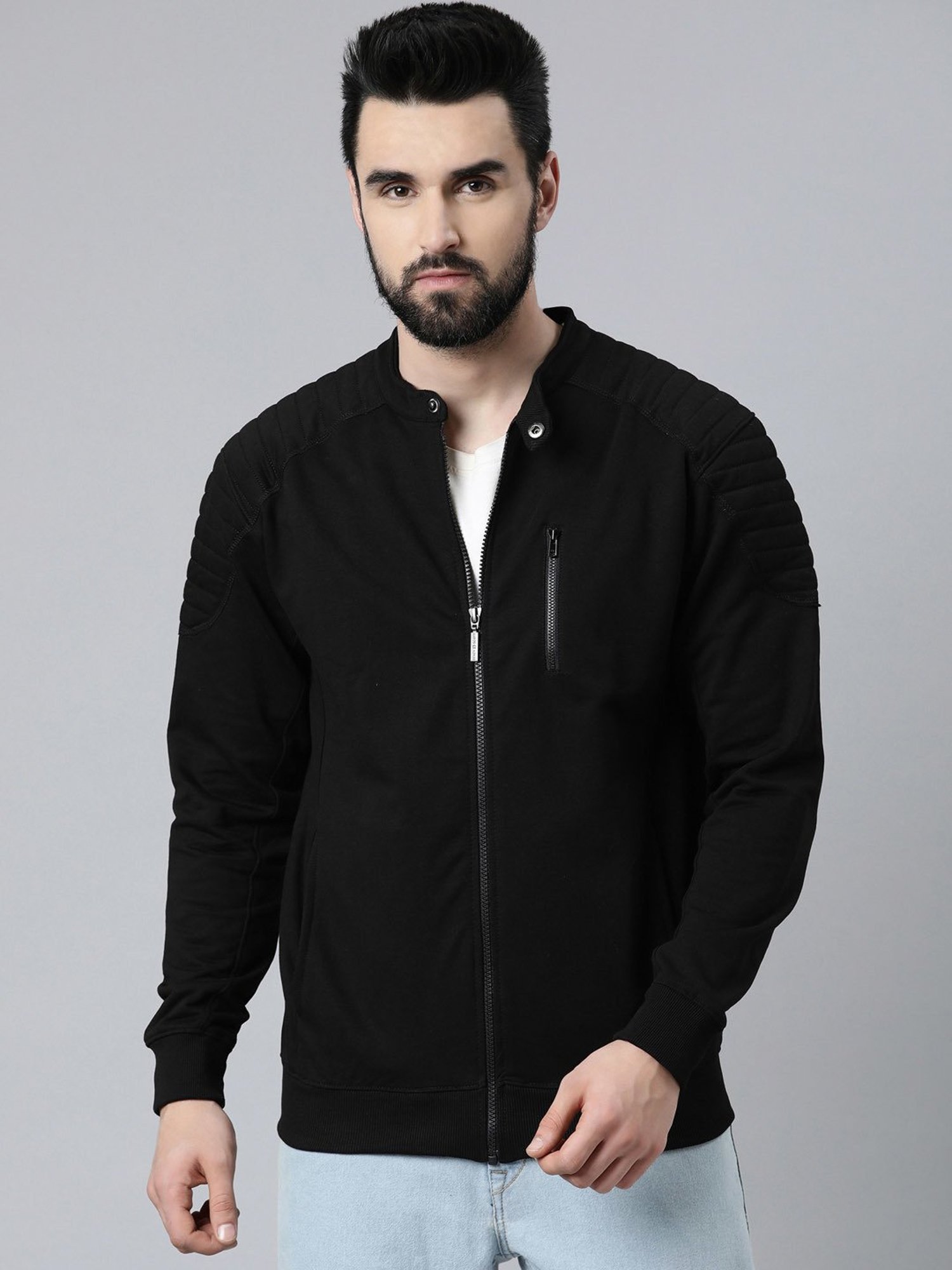 DIXCY SCOTT MAXIMUS Black Relaxed Fit Mandarin Collar Jacket