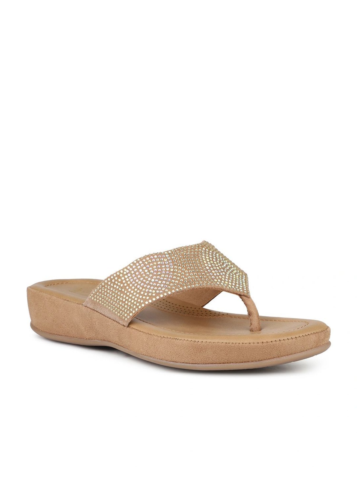 Inc.5 Women's Beige Thong Wedges