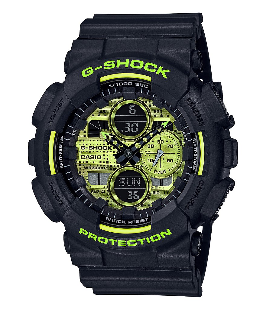 G-Shock Ana Digi Black Resin Green Dial Shock Resistant Watch