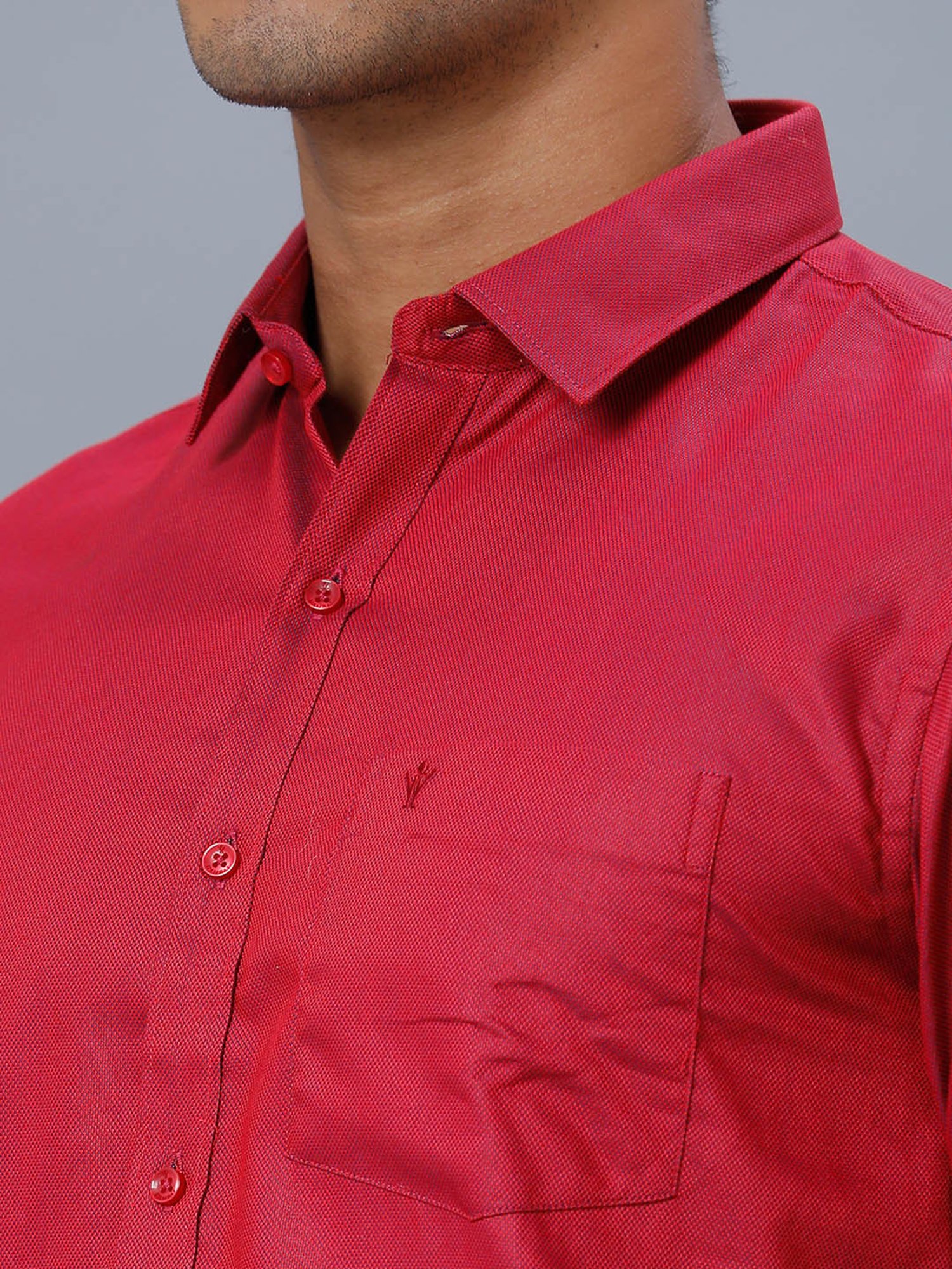 Ramraj Red Cotton Regular Fit Shirt