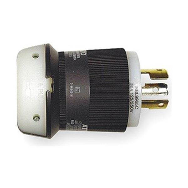 HUBBELL WIRING DEVICE-KELLEMS HBL9965C 20A Locking Plug 3P 3W 125/250VAC BK/WT