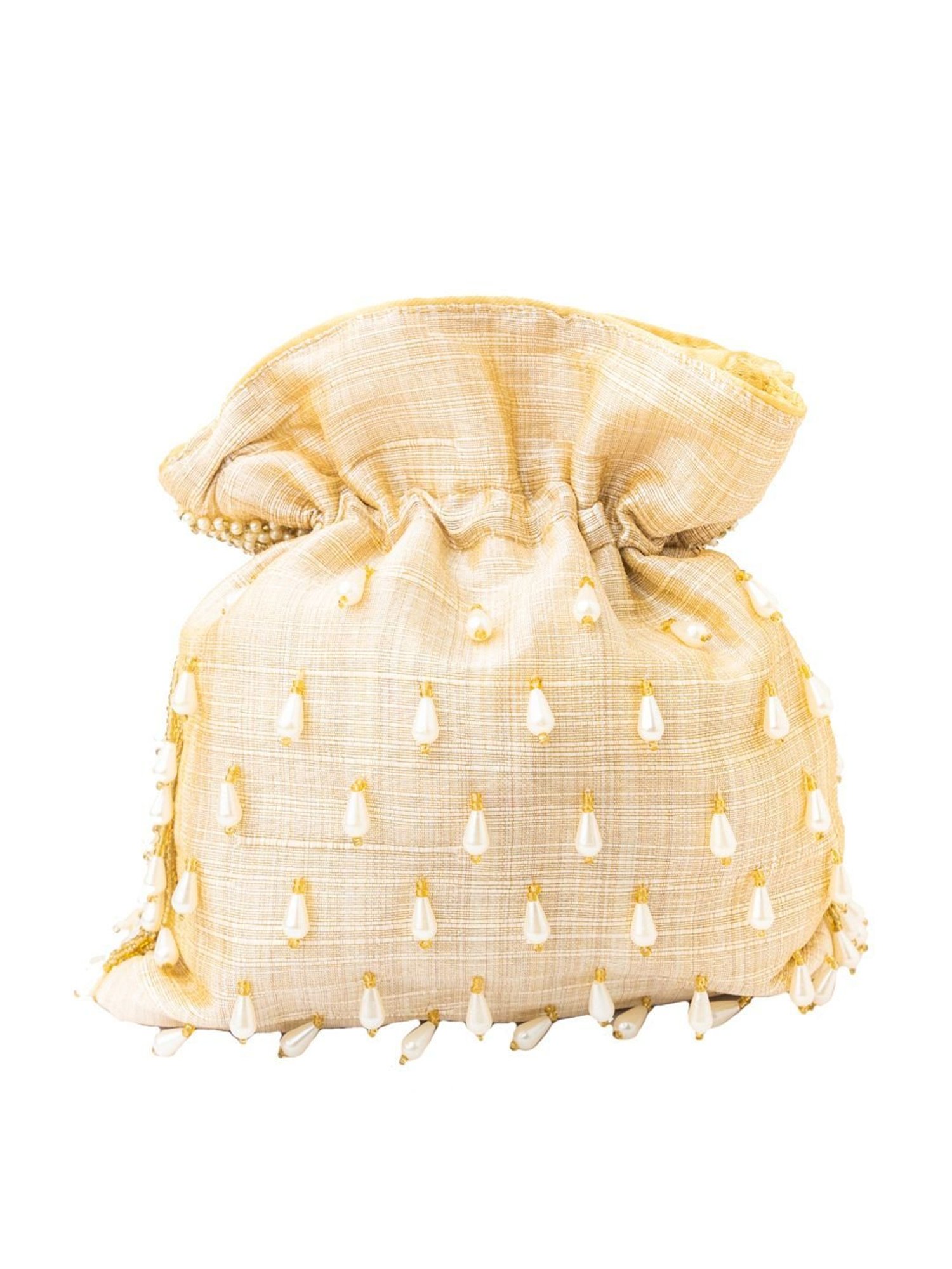 NR by Nidhi Rathi Beige Embellished Potli