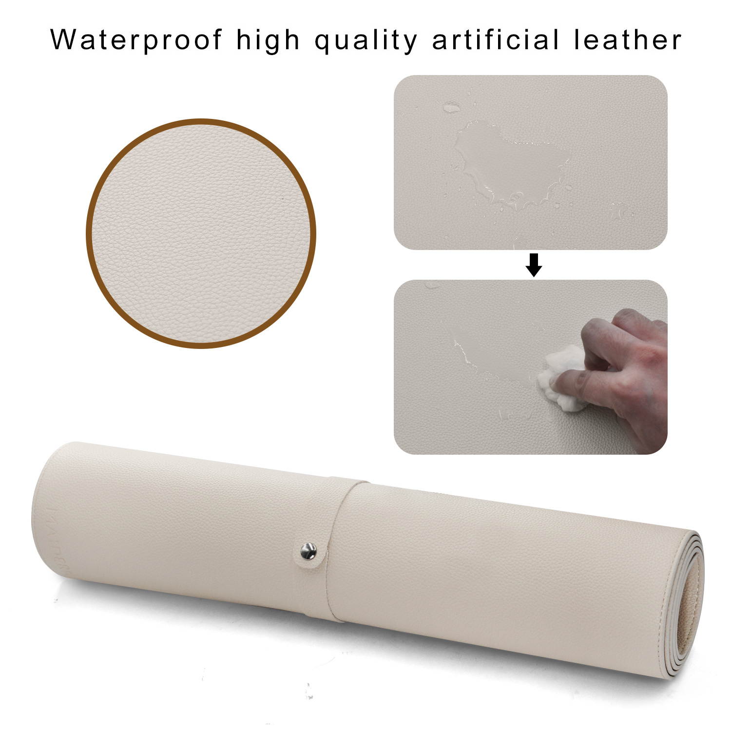 Maidern Desk Pad Blotter,39.4" x 15.7" Large Office Writing Desk Computer Leather Mat Mousepad with Pen Holder and Cell Phone Stand (Off-White)