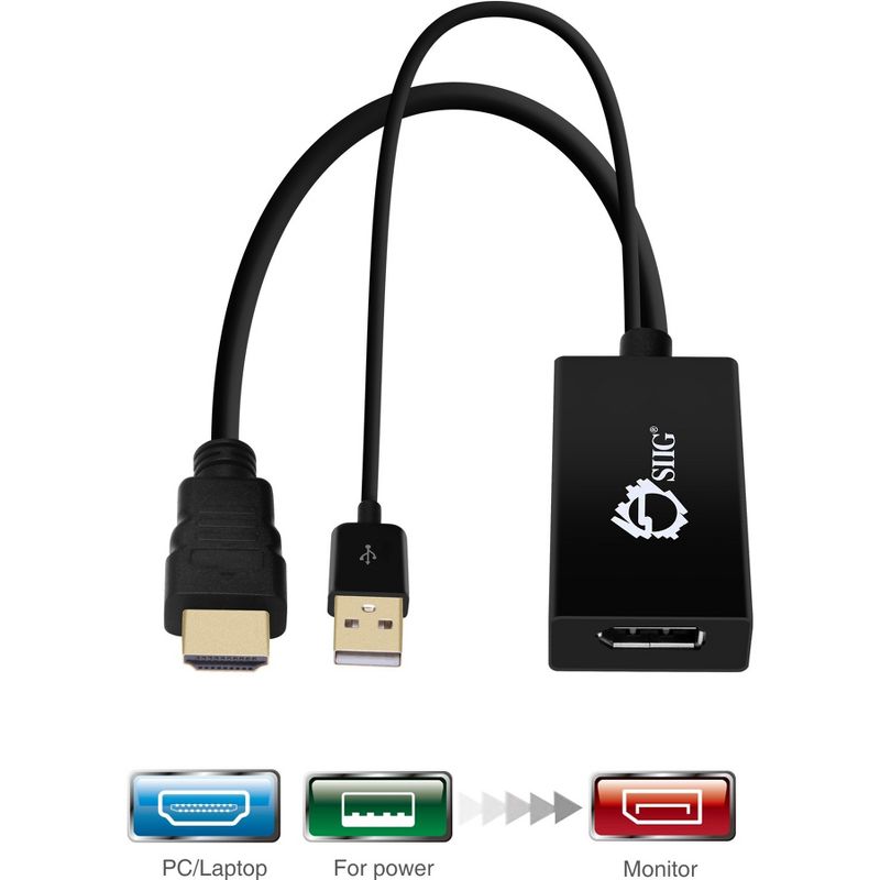 SIIG HDMI to DisplayPort 4K Ultra HD Converter - 9.80" DisplayPort/HDMI/USB A/V Cable for Notebook, Monitor, Audio/Video Device