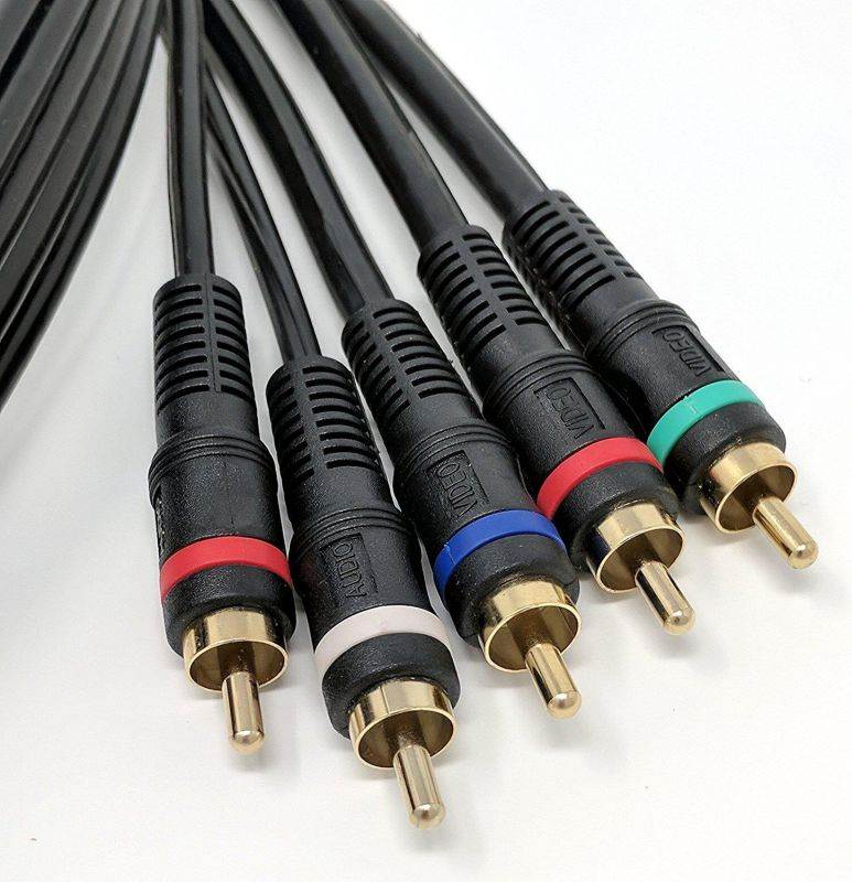 RiteAV - 3 feet Component Video Cable and Dual RCA Audio, 5 RCA, HDTV - Black
