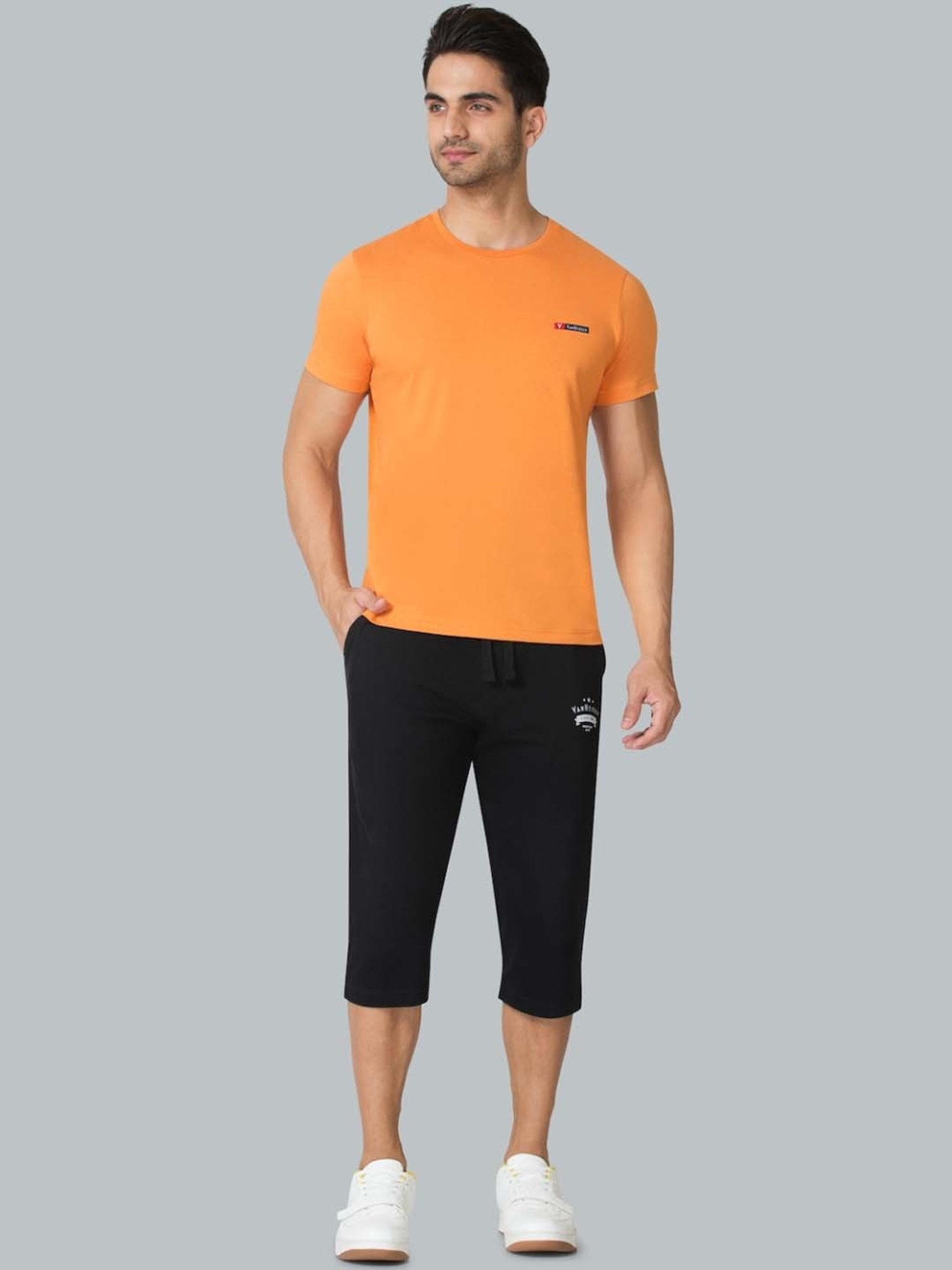 Van Heusen Regular Fit Drawstring Waist Functional Pockets Capri Shorts - Black