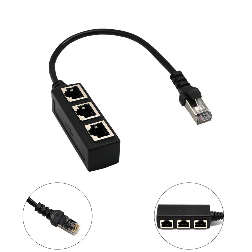 RJ45 Plug Splitter 1 Male To 3 Female Port Connector Cable LAN Ethernet Network Extender Adapter Accessories For PC Computer