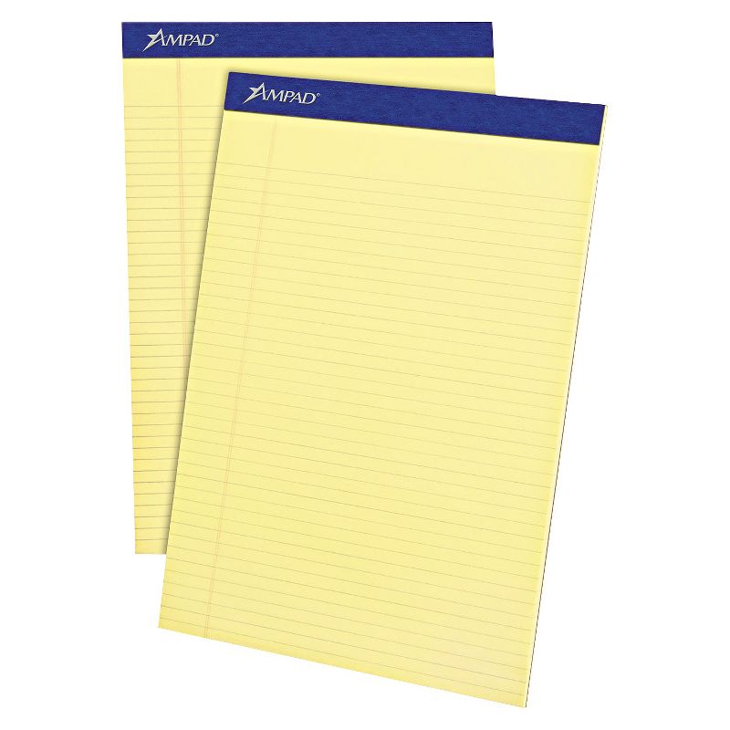 Ampad 8 1/2 x 11 3/4 Writing Pad, Narrow Rule, Micro Perfed- Canary (50-Sheets, 12 per Pack)