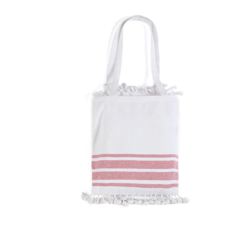 "Good Times & Tan Lines" Beach Towel And Bag Set - White - Shiraleah