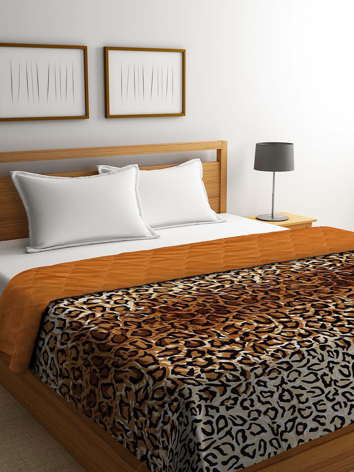 Welspun Bliss Light Silver & Blue Microfibre 120 GSM Shell Double Bed Quilt