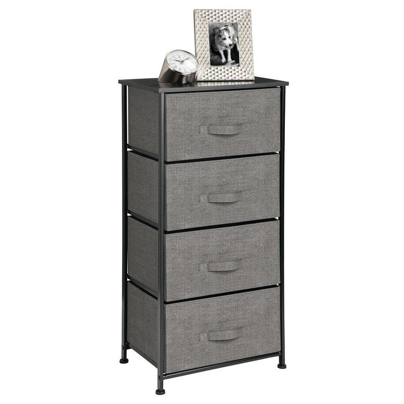 mDesign Vertical Dresser Storage Tower with 4 Drawers - Charcoal Gray/Black