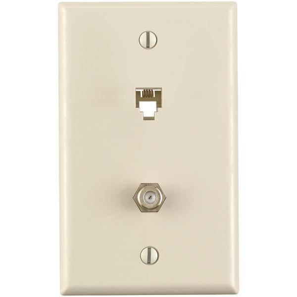 4 Pair With F Connector Standard Plate Light Almond