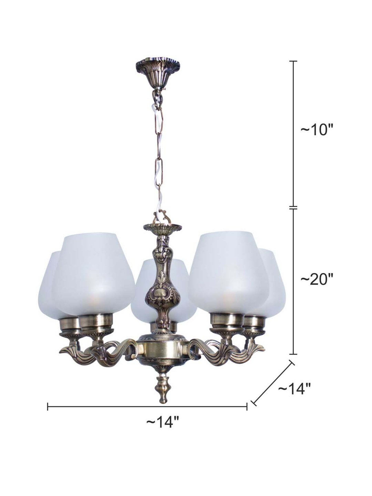 Fos Lighting Antique Brass Finish Allure 5 Light Chandelier - Set of 1