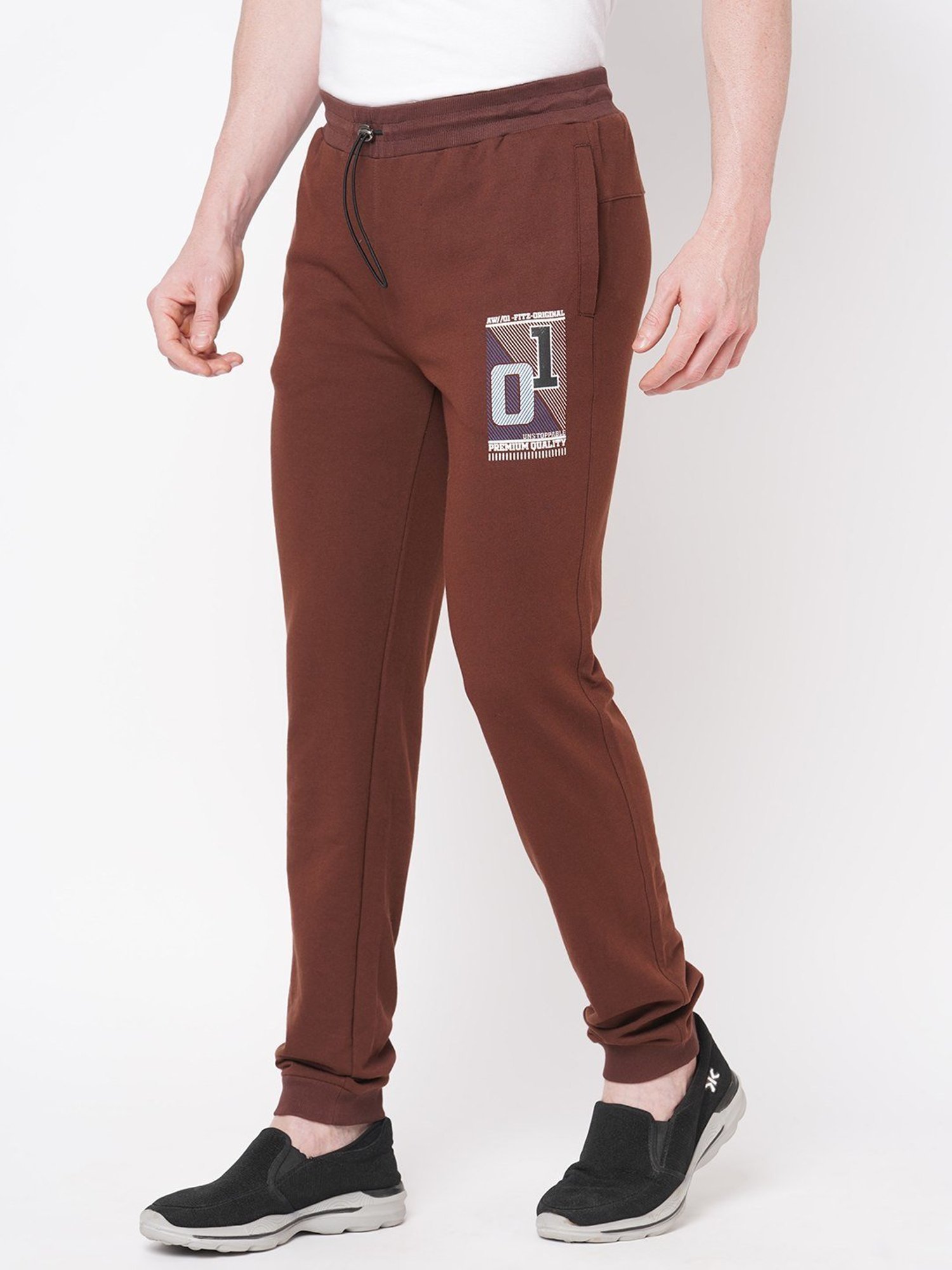 Fitz Dark Brown Slim Fit Printed Joggers