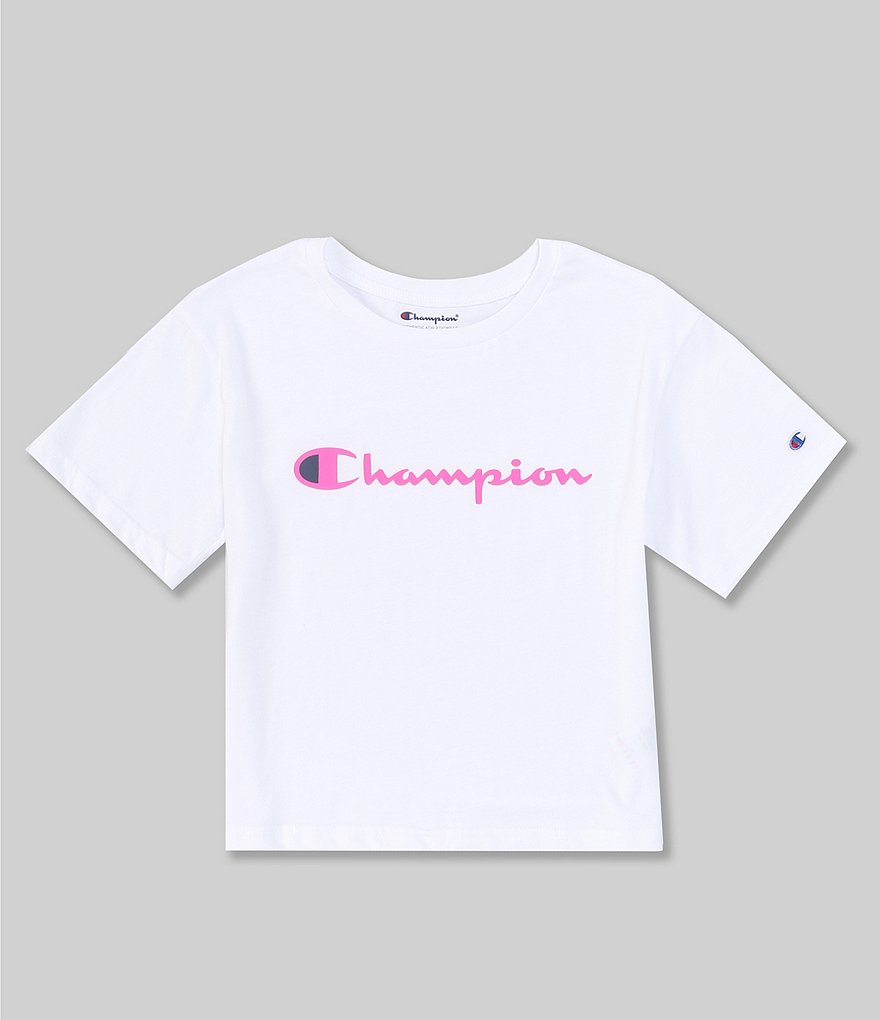 Champion Big Girls 7-16 Short-Sleeve Script Boxy Tee