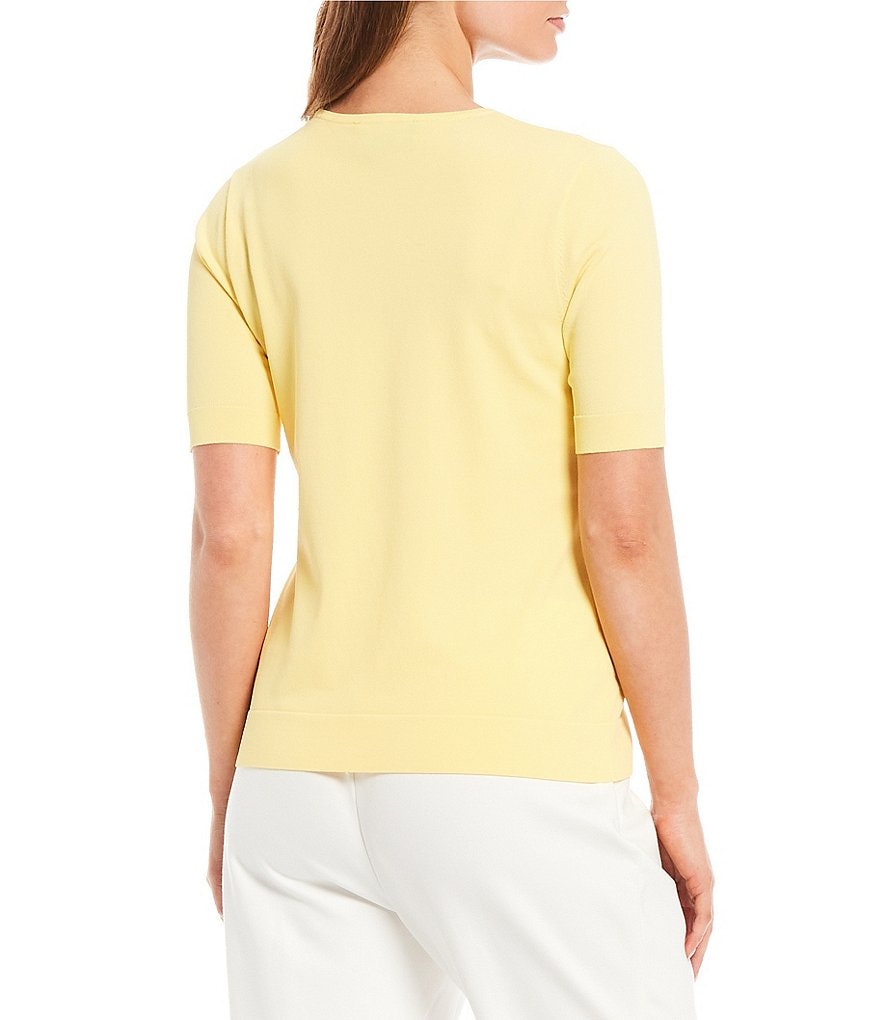 Investments Petite Size Signature Yarn Short Sleeve Crew Neck Top