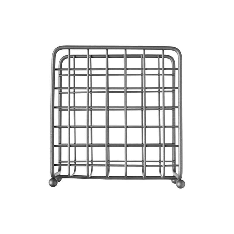 Grid Holder Upright Rustic Paper Dispenser for Kitchen Tables & Countertops, Vertical Napkin Stand with Farmhouse Charm, Industrial Gray