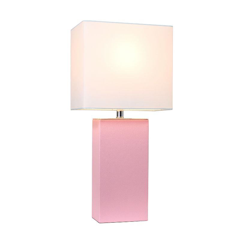 21" Monaco Avenue Modern Leather Table Lamp Pink - Elegant Designs