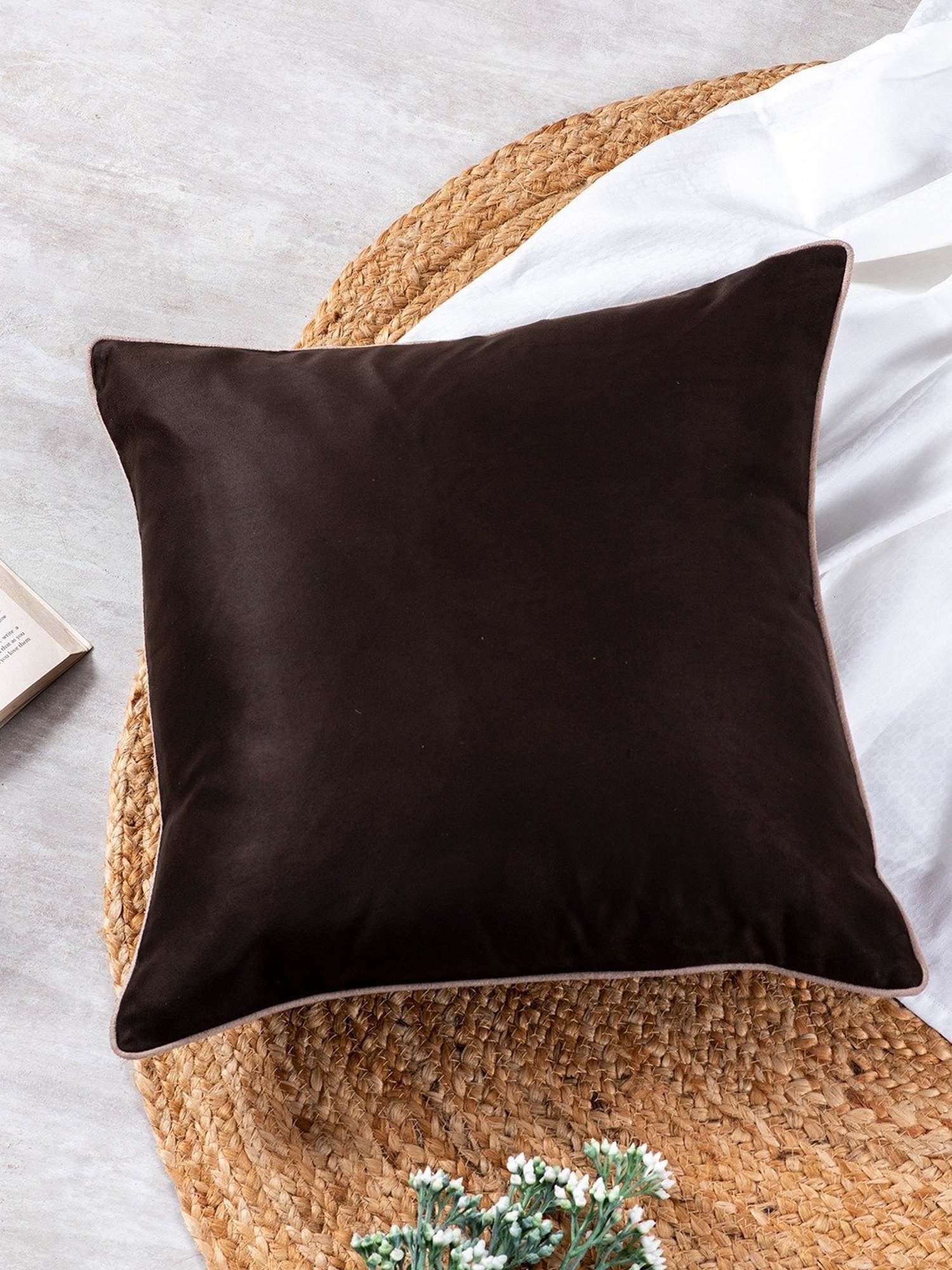 Nestroots Solid Black Silk Cushion Covers - Set of 5