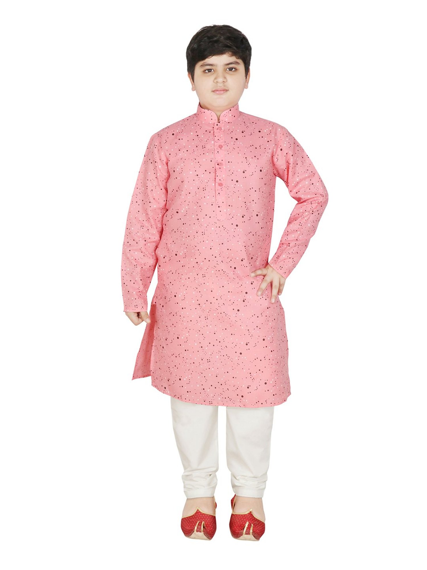 SG Yuvraj Kids Pink & White Printed Full Sleeves Kurta with Pyjamas