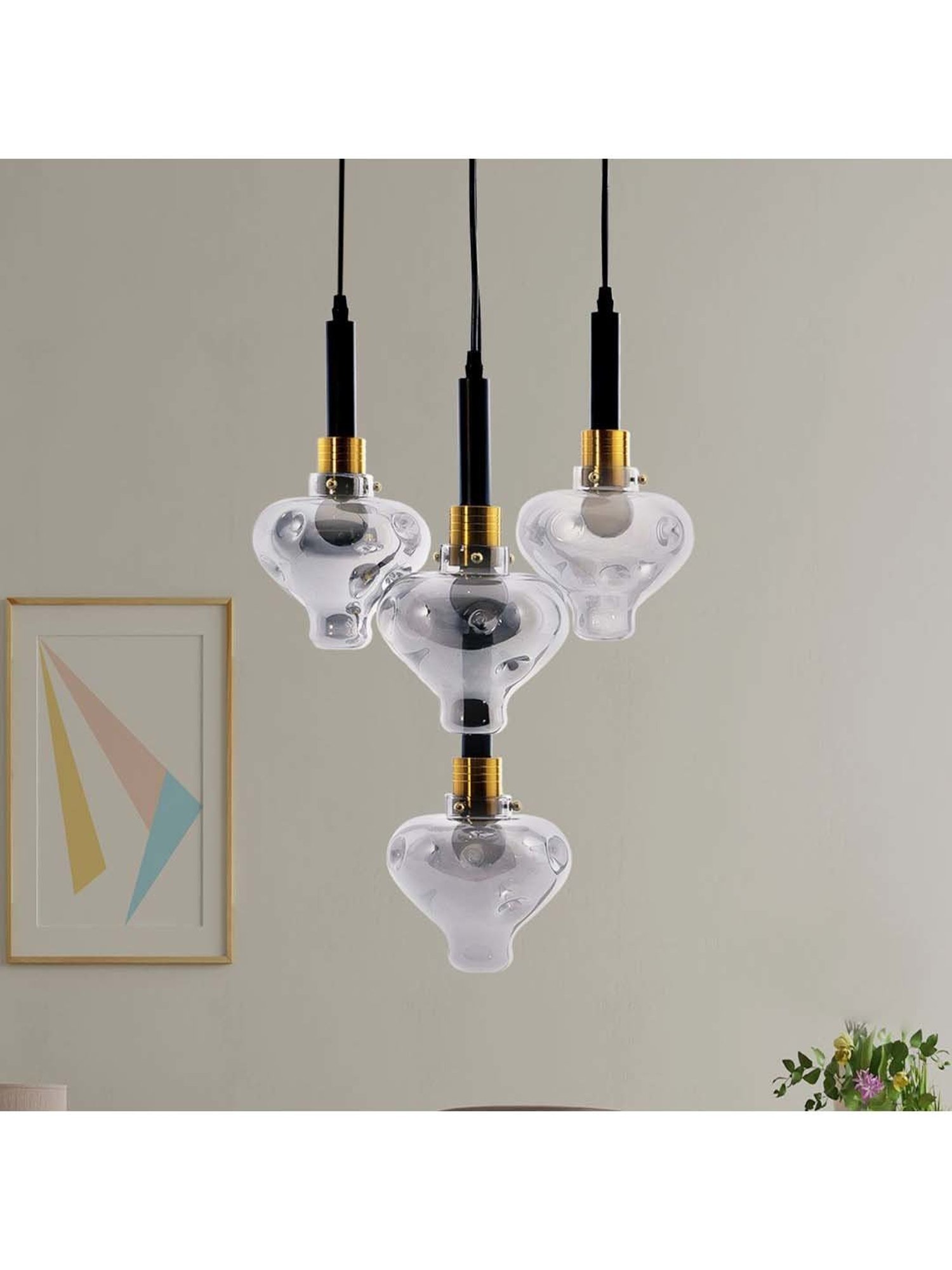 Kapoor E Illuminations Quinn Smoke & Black Glass Round Hanging Light
