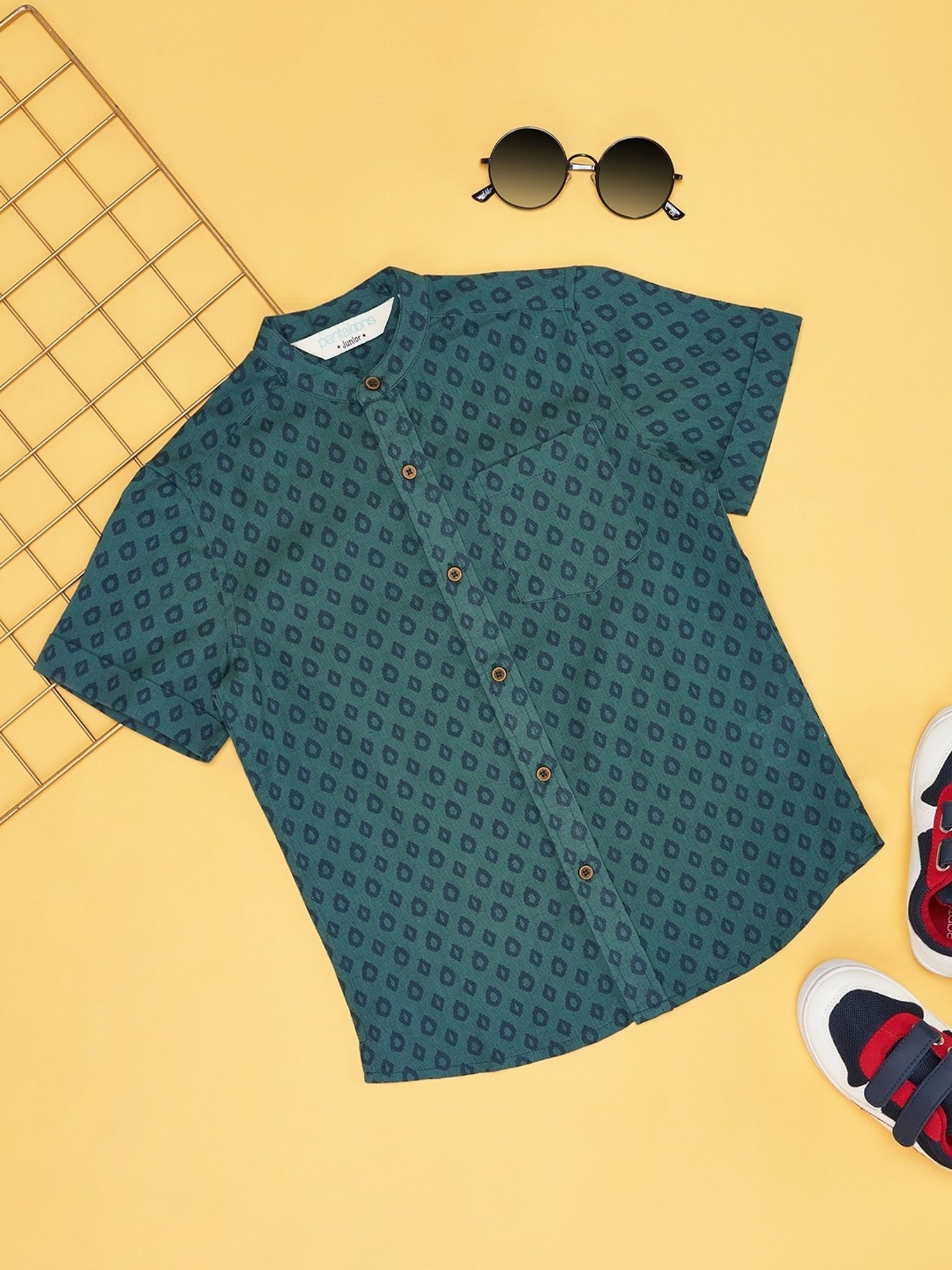 Indus Route by Pantaloons Boys Blue Print Shirt