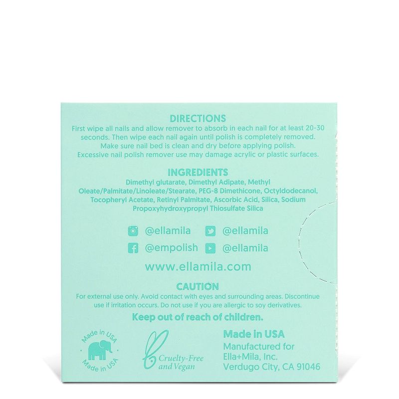 ella+mila Soy Nail Polish Remover Wipes - 5ct