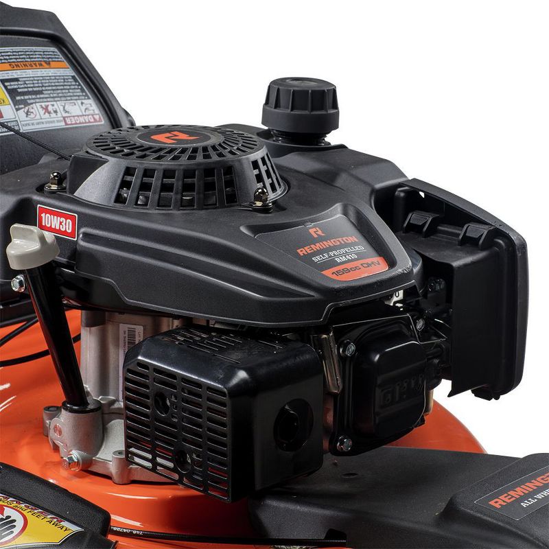 Remington 12A-K2M5883 RM410 Pioneer 21 in./ 159cc Gas All Wheel Drive Self Propelled Lawn Mower with Side Discharge, Mulching and Rear Bag