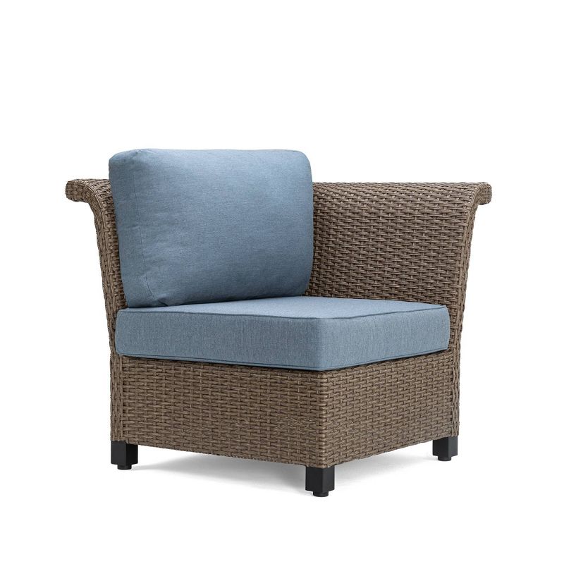 Nolin Armed Corner Weathered Brown Fame  Sunbrella Spectrum Denim Fabric - La-Z-Boy