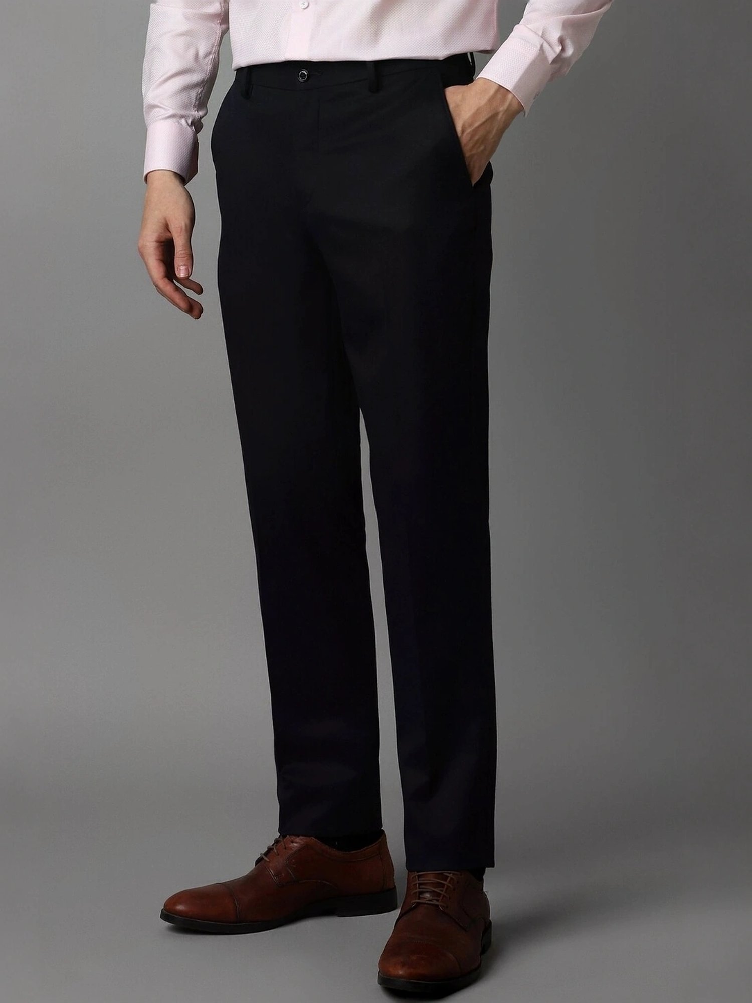 Louis Philippe Black Slim Fit Trousers