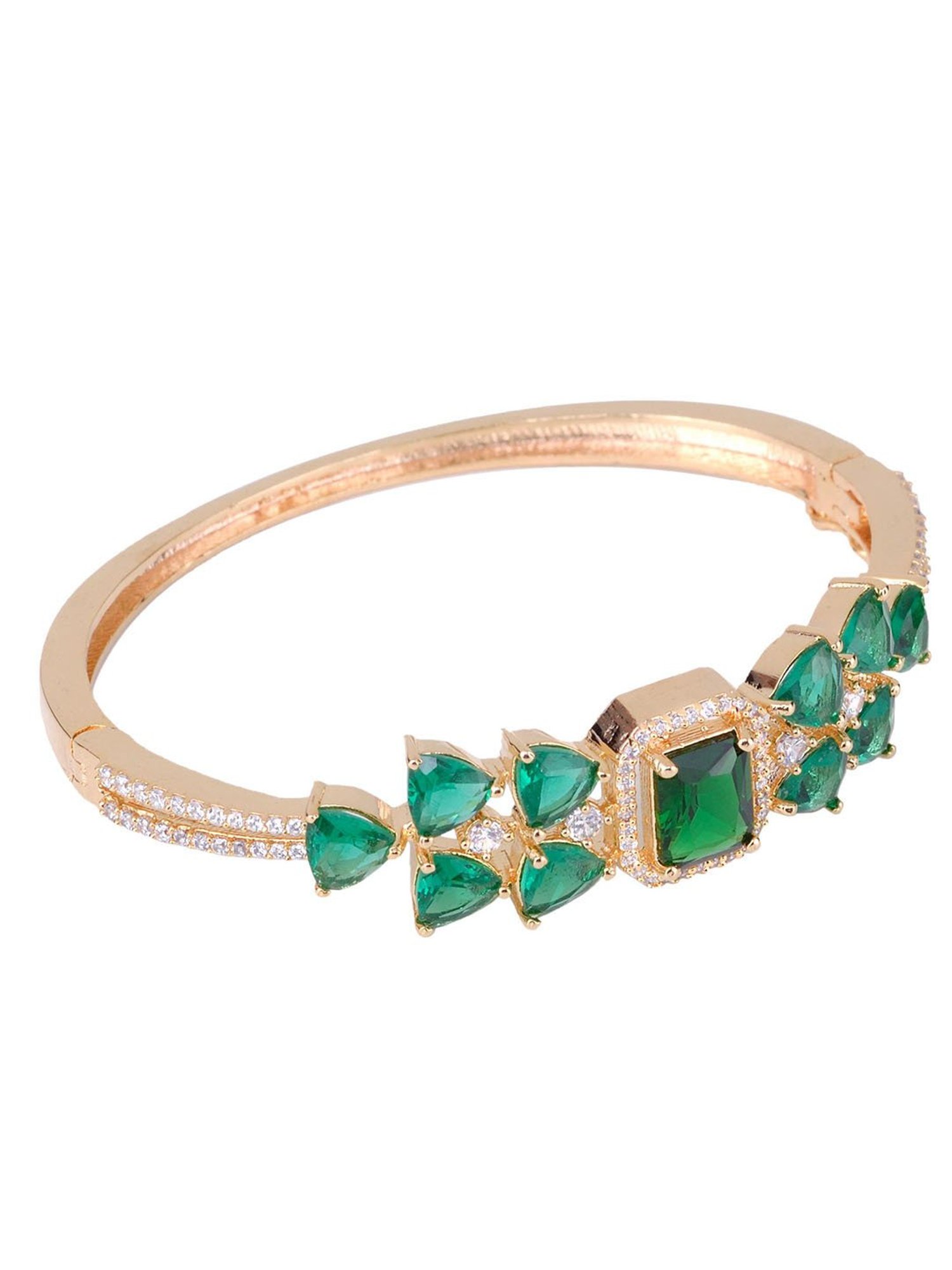 Saraf Jewellery Gold plated with Green American Diamond handcrafted Bracelet for Women & Girls