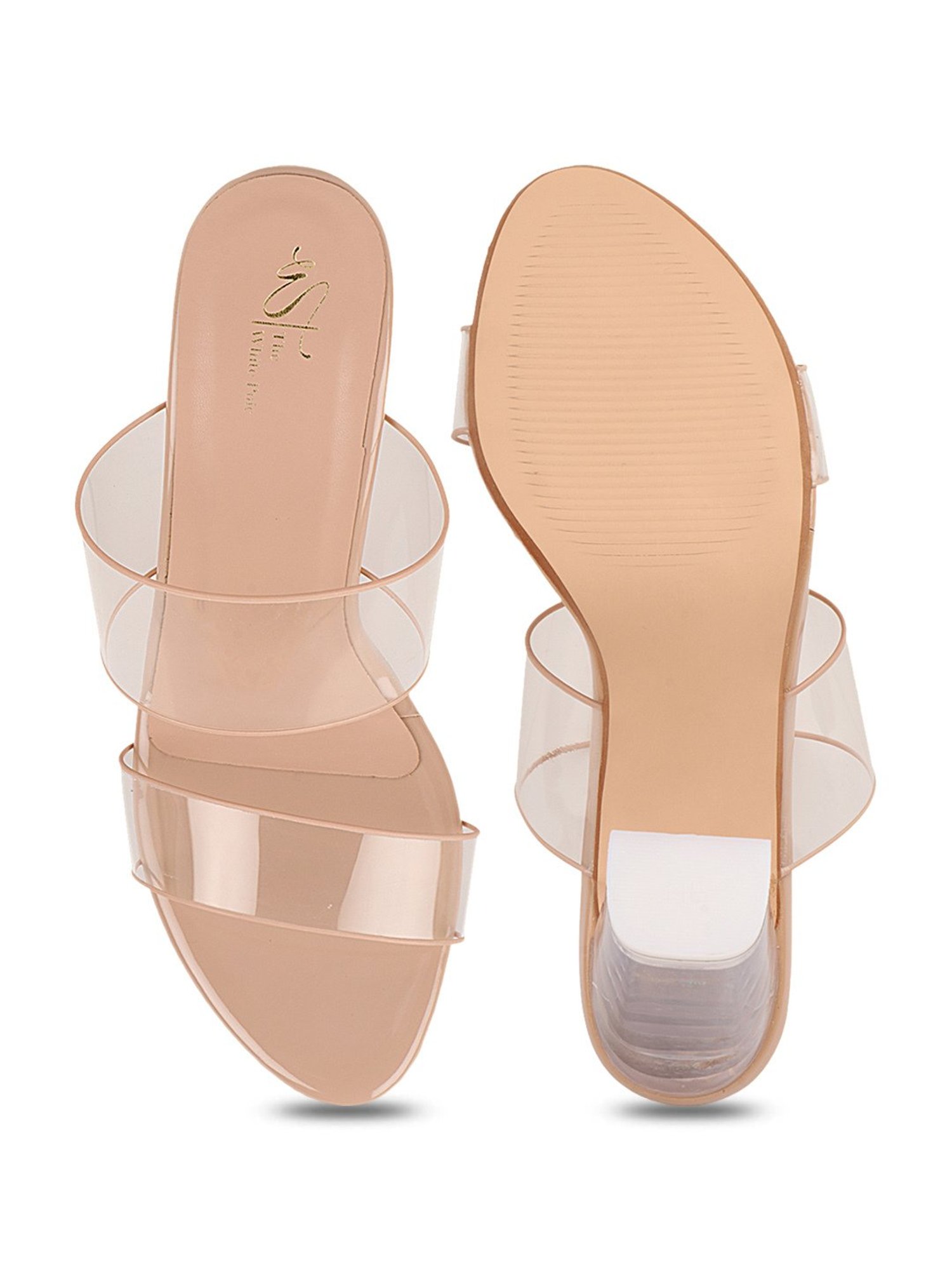 The White Pole Women's Cream Casual Sandals