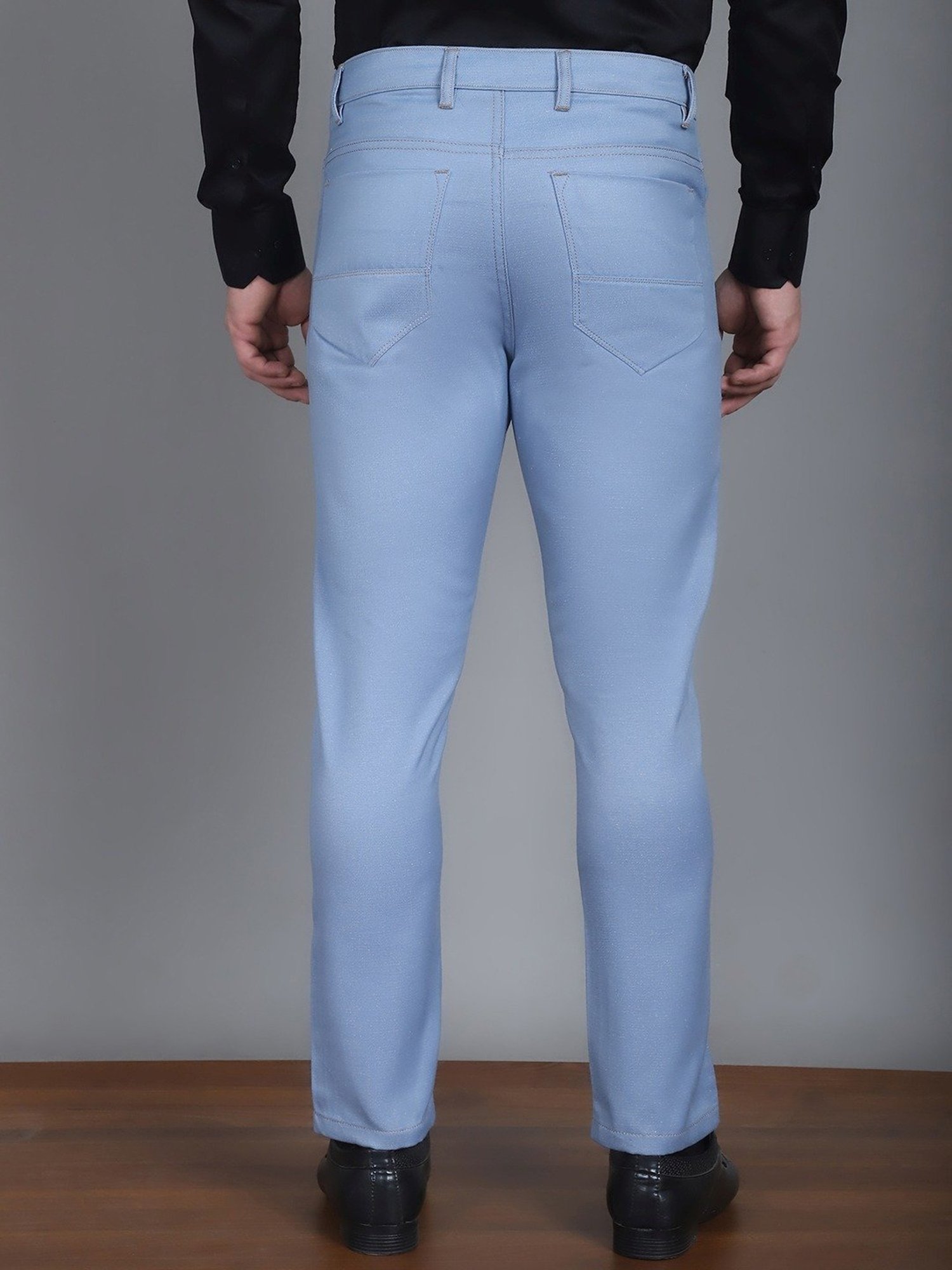 Jainish Blue Tapered Fit Trousers