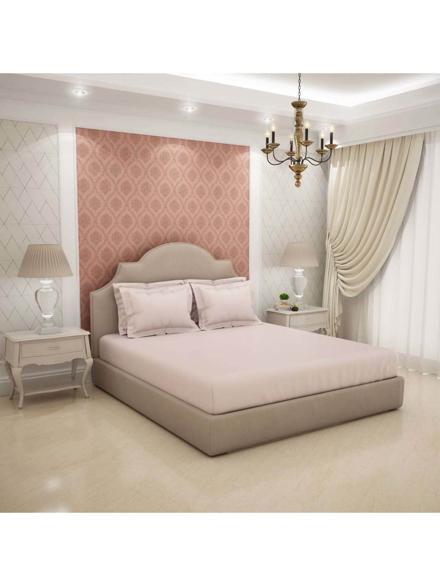 Spaces Mauve Chalk Cotton 600 TC King Bed Sheet With Pillow Covers